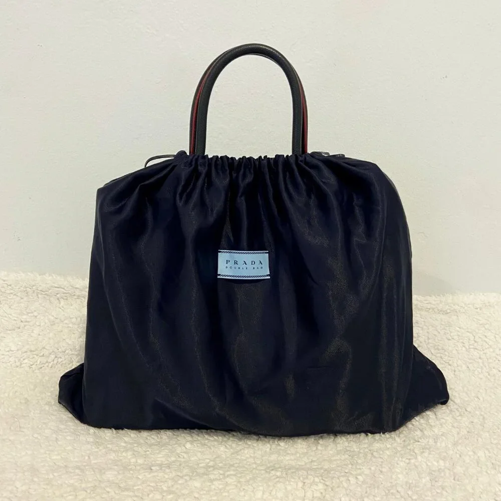 Prada Medium Saffiano Double Bag in Black / Red